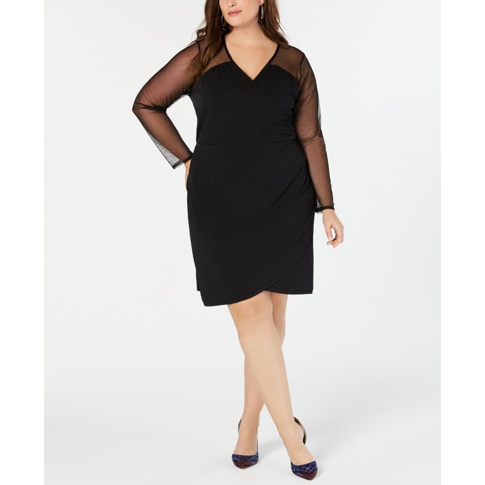 NWT INC International Concepts Womens Plus Size 0X Illusion Sleeve Sheath Dress